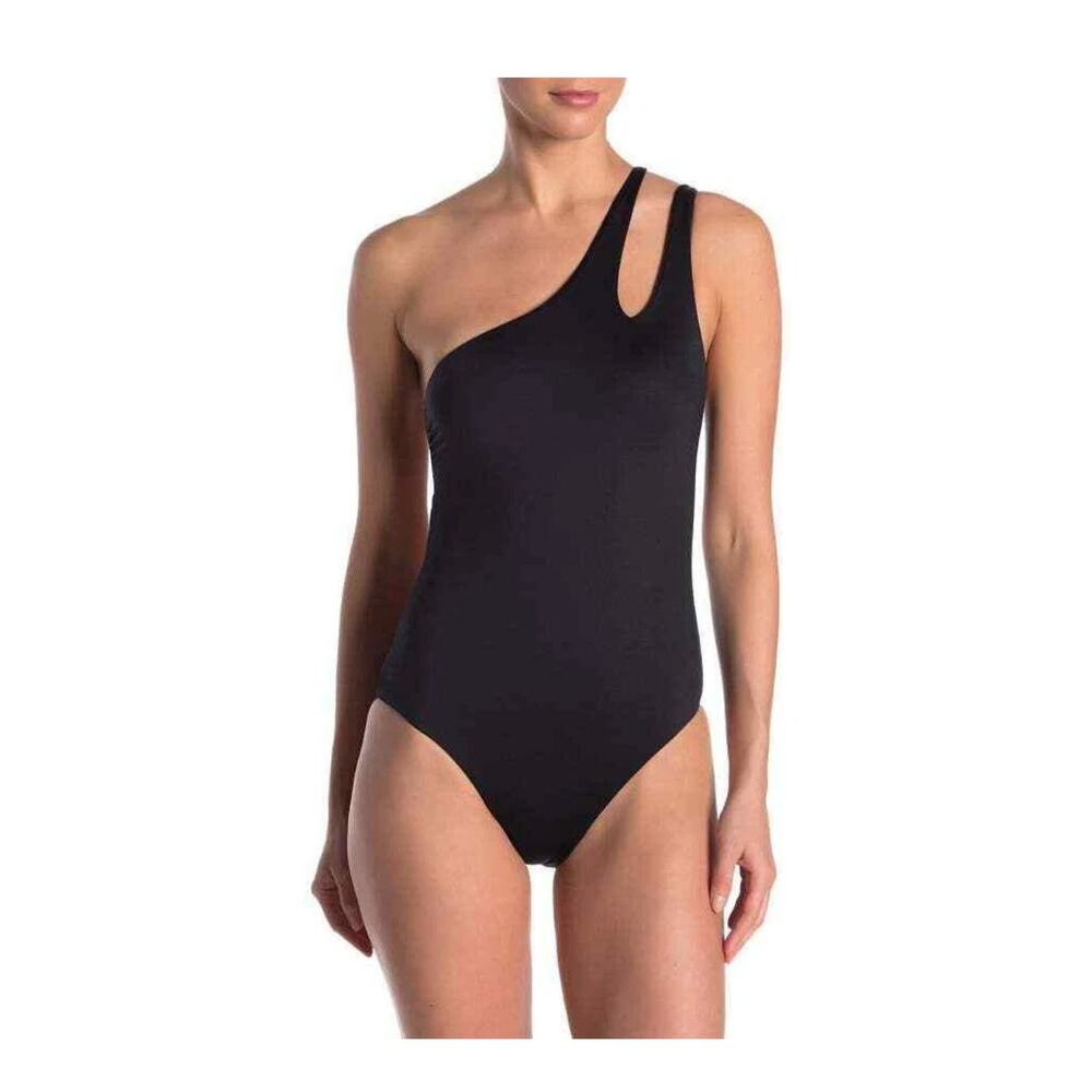 Becca Black One Shoulder One Piece Black Swimsuit Size Large